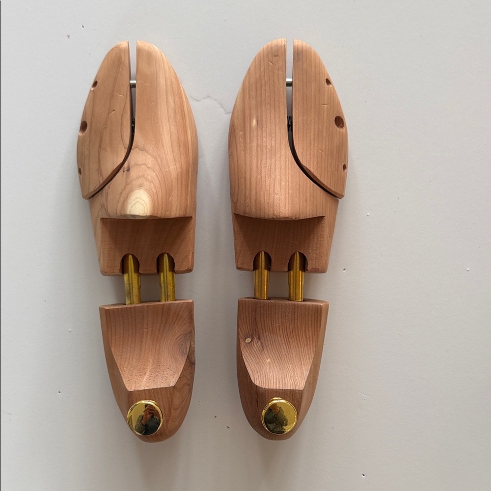 Wooden Shoe Trees with Gold Accents